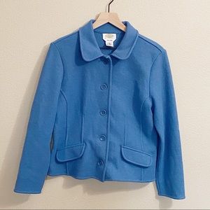Talbots Light Blue Wool Blend Button Up Petite Jacket Coat - Large Petite